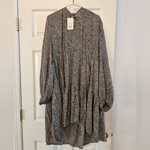 a new day Leopard Print Tiered Mini Babydoll Dress with Pockets